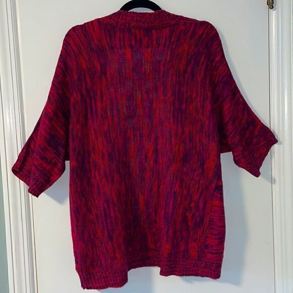 United States Sweaters 3/4 dolman sleeve variegated red & black open cardigan M - Picture 3 of 9